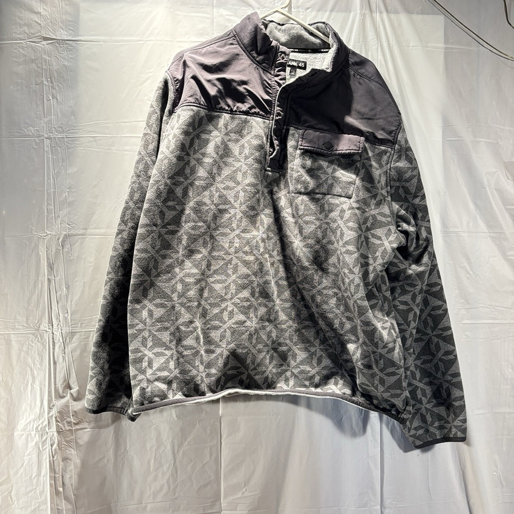 RANK 45‎ All In 1/4 Snap Geo Print Fleece Pullover Grey Size XXL Western Outdoor